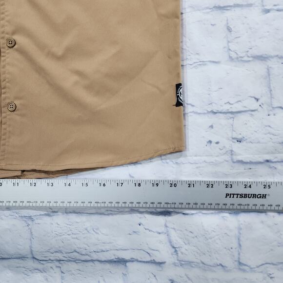 GTL4 MENS SIZE M Tan Button Front Short Sleeve Mesh Zip Pocket Military - Picture 3 of 10